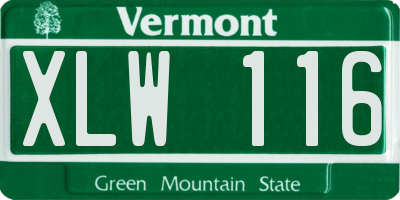 VT license plate XLW116