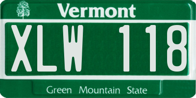 VT license plate XLW118
