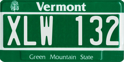 VT license plate XLW132