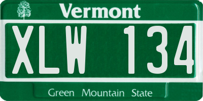 VT license plate XLW134