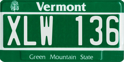 VT license plate XLW136