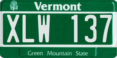 VT license plate XLW137