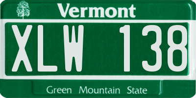 VT license plate XLW138