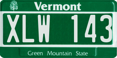 VT license plate XLW143