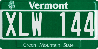 VT license plate XLW144