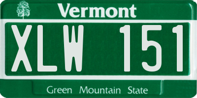 VT license plate XLW151