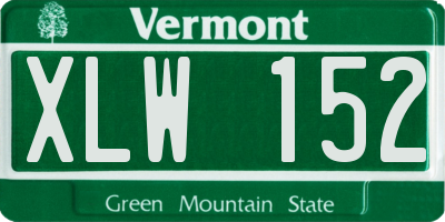 VT license plate XLW152