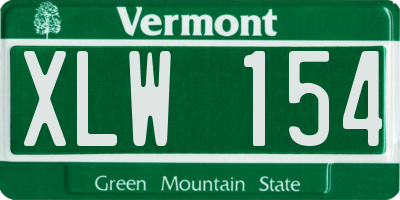 VT license plate XLW154