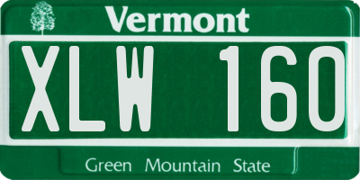 VT license plate XLW160