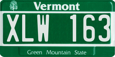 VT license plate XLW163