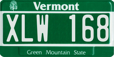 VT license plate XLW168