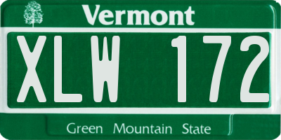VT license plate XLW172