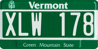 VT license plate XLW178