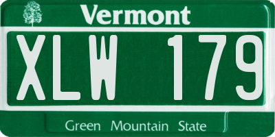VT license plate XLW179