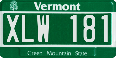VT license plate XLW181