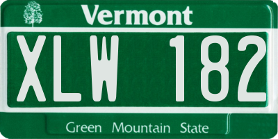 VT license plate XLW182