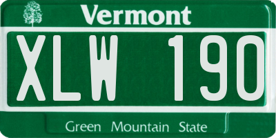 VT license plate XLW190