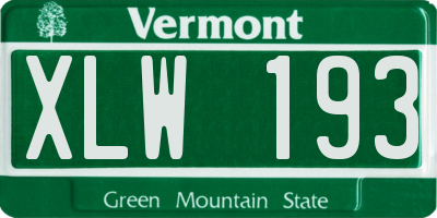 VT license plate XLW193