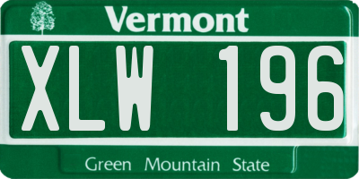 VT license plate XLW196