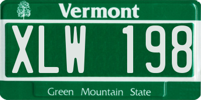 VT license plate XLW198