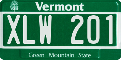 VT license plate XLW201