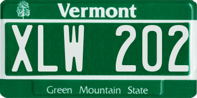 VT license plate XLW202