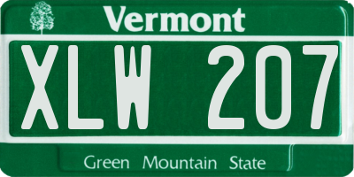 VT license plate XLW207