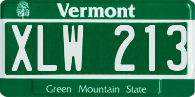 VT license plate XLW213