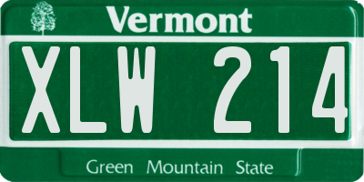 VT license plate XLW214