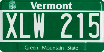 VT license plate XLW215
