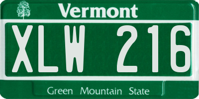VT license plate XLW216