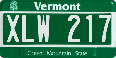VT license plate XLW217