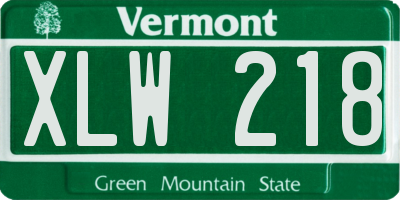 VT license plate XLW218