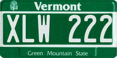 VT license plate XLW222