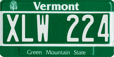 VT license plate XLW224