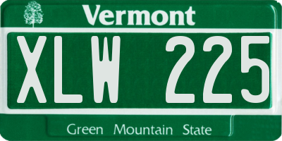 VT license plate XLW225