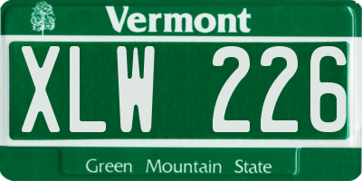 VT license plate XLW226
