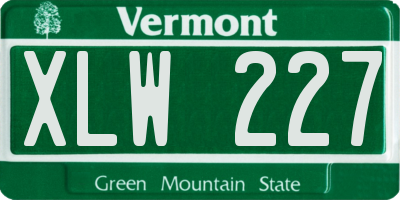 VT license plate XLW227