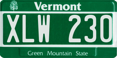 VT license plate XLW230