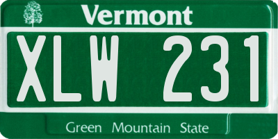 VT license plate XLW231