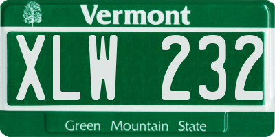 VT license plate XLW232