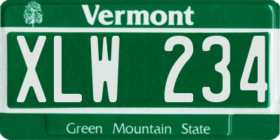 VT license plate XLW234