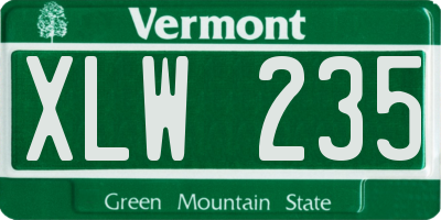 VT license plate XLW235