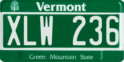 VT license plate XLW236