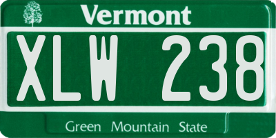 VT license plate XLW238