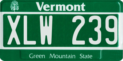 VT license plate XLW239