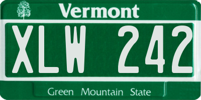 VT license plate XLW242