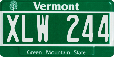 VT license plate XLW244