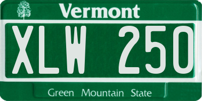VT license plate XLW250