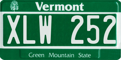 VT license plate XLW252
